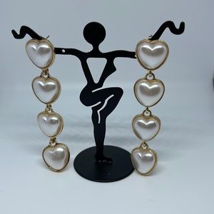 Pearl Heart Earrings 2”